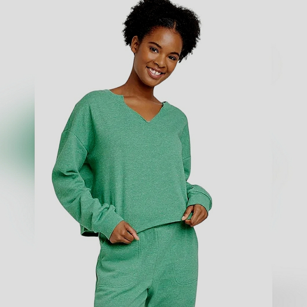 Heather Green sweatshirt SZ M fleece lined